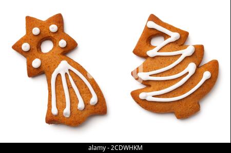 Christmas Gingerbread Cookies Isolated on White Background Stock Photo