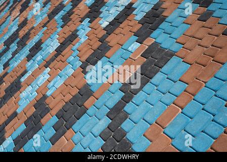 Multi-colored paving slabs in perspective. Abstract textured background Stock Photo