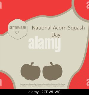 National Acorn Squash Day is observed annually on September 7th. The day celebrates winter squash that is also known to some as a pepper squash. Stock Vector