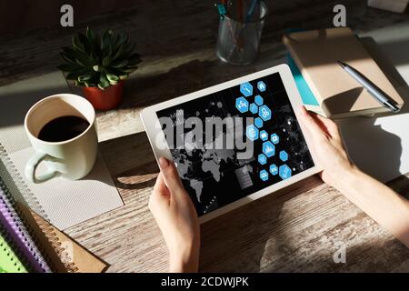Mixed media, Business application, control panel on device screen. Business and internet concept Stock Photo