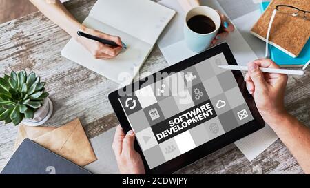 Software development and process automation concept on tablet computer screen Stock Photo