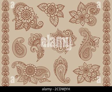 Mehndi Decorative Flower Pattern Henna Drawing Stock Vector (Royalty Free)  1335172280 | Shutterstock