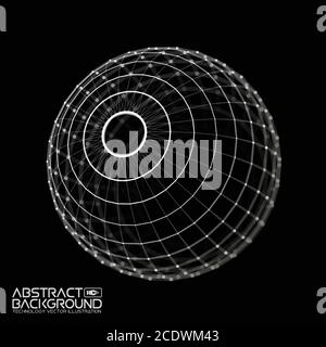 Data technology abstract futuristic illustration . Low poly shape with connecting dots and lines on dark background. 3D rendering . Big data Stock Vector