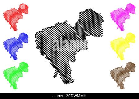 Changchun City (People's Republic of China, Jilin Province) map vector illustration, scribble sketch City of Hsinking map Stock Vector