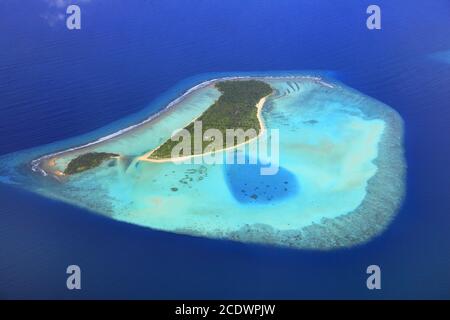 Maldives panorama from seaplane.
