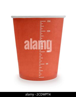 Disposable red paper cup isolated on white. Stock Photo