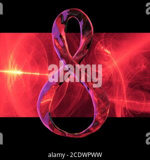 8 March symbol. number Figure of eight made of transparent glass flying in the space. Can be used as a decorative greeting grung Stock Photo
