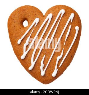 Gingerbread Heart Cookie Isolated on White Background Stock Photo
