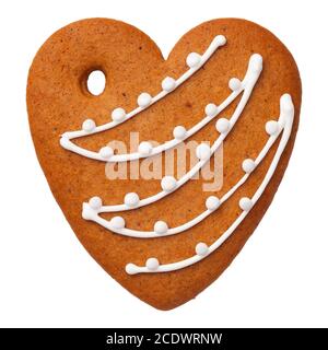 Gingerbread Heart Cookie Isolated on White Background Stock Photo