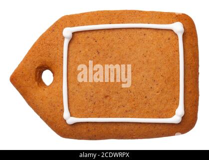 Gingerbread Label Cookie Isolated on White Background Stock Photo