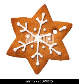 Star Shape Christmas Gingerbread Isolated on White Background Stock Photo