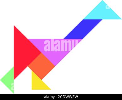Color tangram puzzle in swan, duck or goose shape on white background Stock Vector
