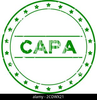 Grunge green CAPA (abbreviation of corrective action and preventive action) word round rubber seal stamp on white background Stock Vector