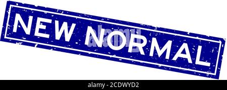 Grunge blue new normal word square rubber seal stamp on white background Stock Vector