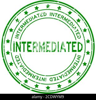 Grunge green intermediated word squre rubber seal stamp on white background Stock Vector