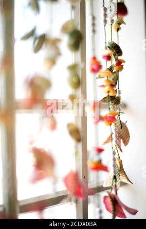 hanging threads for window decor Stock Photo