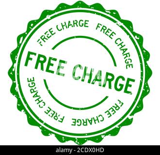Grunge green free charge word round rubber seal stamp on white background Stock Vector