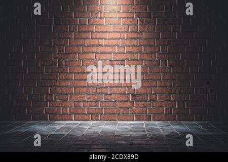 Red brick wall texture background with IES light A Lot of Space for Text Composition art image, website, magazine design blackdrop Stock Photo