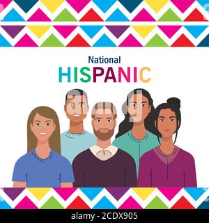 latin women and man cartoons of national hispanic heritage month vector ...