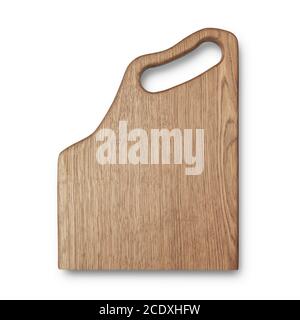 Oak handmade wood cutting board top view isolated over white backgound Stock Photo