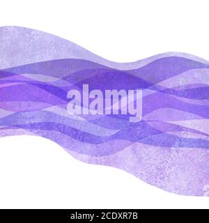 Watercolor transparent wave purple lavender colored background. Watercolour hand painted waves illustration. Banner frame backdrop isolated on white. Stock Photo