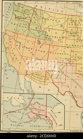 . The new eclectic history of the United States . s ; originally comprised 22, 25, 26, 27, and 29.23.—Ceded by South Carolina to United States in 17S7; in 1790 transferred to Terri-tory south of Ohio River (23, 24, 28, and 20) : in 1802 ceded to Georgia. 24.—Ceded by South Carolina to United States in 1787; in 1790 transferred to Terri-tory south of Ohio River ; in 1S04 to Mississippi Territory ; in 1817 to Alabama Territory,and in 1819 to State of Alabama. 25.—Ceded by Georgia to United States, 1802; transferred to Mississippi Territory,1804; to Alabama Territory, 1817; and to State of Alabam Stock Photo