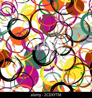 seamless abstract circle background, with paint strokes and splashes Stock Vector