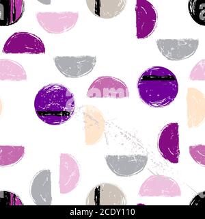 seamless background pattern, with circles/semicircles, paint strokes and splashes Stock Vector