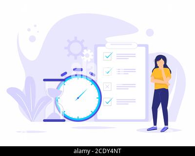 People planning concept. Entrepreneurship and planning a time schedule by filling in a time schedule. Vector illustration. Stock Vector