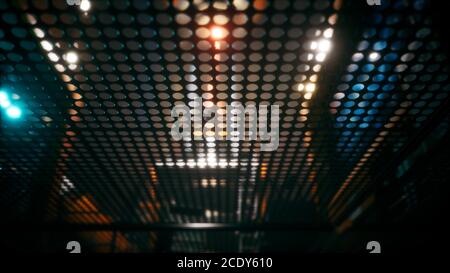 under the wire floor in spaceship Stock Photo