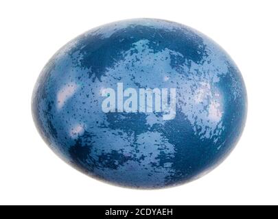 Easter chicken  egg  was boiled   blue cabbage slices isolated Stock Photo