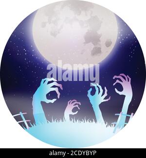Zombies everywhere! Get into the spirit of halloween with this zombie themed vector. Stock Vector