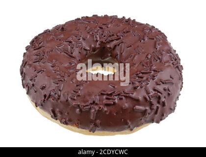 In the future we will eat this concept. Fat donut with fake clay chocolate isolated Stock Photo