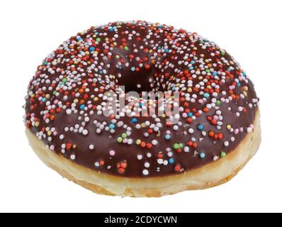 In the future we will eat this concept -  Fat donut with fake clay chocolate with palm oil  isolated Stock Photo