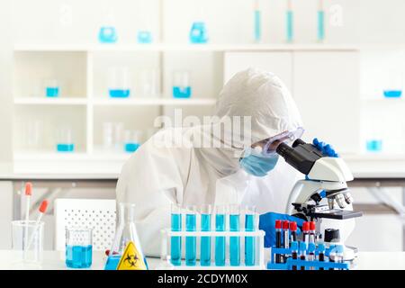 scientist use microscope Stock Photo