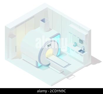 Vector isometric MRI and tomography room Stock Vector