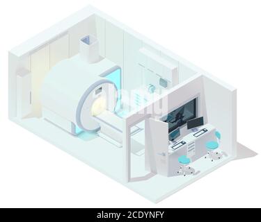 Vector isometric MRI and tomography room Stock Vector