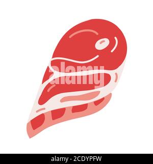 Chopped lamb meat, isolated realistic vector illustration, sheep meat, isolated icon Stock Vector