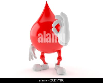 Blood drop character with ok gesture isolated on white background Stock Photo