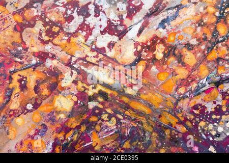 Macro close up of different color oil paint. color explosion. Modern art concept. Stock Photo
