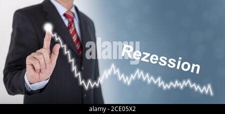 businessman shows chart of stock market Stock Photo
