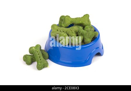 Crackers for dogs in bone form, from seaweed, isolated on white background Stock Photo