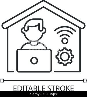 Remote job linear icon Stock Vector