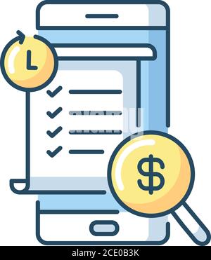 Transaction history RGB color icon Stock Vector