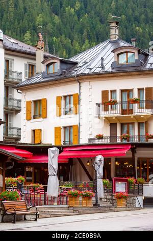 Chamonix Mont-Blanc, France street cafe Stock Photo