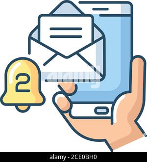 Email alert RGB color icon Stock Vector