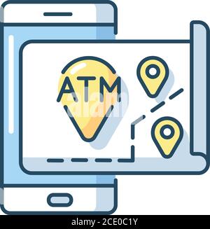 ATMs map RGB color icon Stock Vector