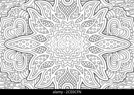 Beautiful rectangle coloring book art with decorative abstract pattern ...