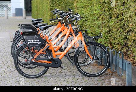 Donkey Republic global bike sharing cycles in Copenhagen Stock Photo