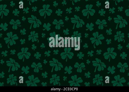 Beautiful green seamless pattern for st Patricks day with clover leaves Stock Vector